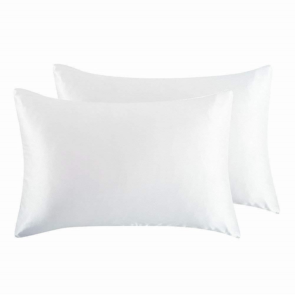 KTX-832339 Silk Satin Zipper Pillowcase - Soft Polyester Fiber Bedding Decor