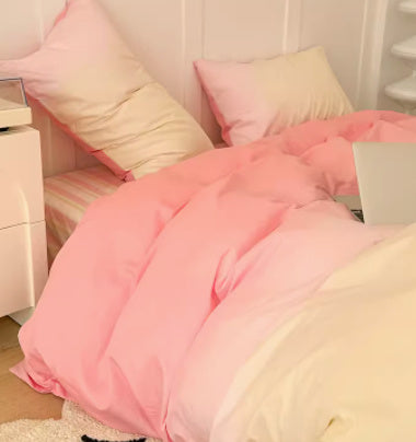 KTX-833491 Gradient Color Cotton Bedding Set - Four Piece & Three Piece Options for Various Bed Sizes