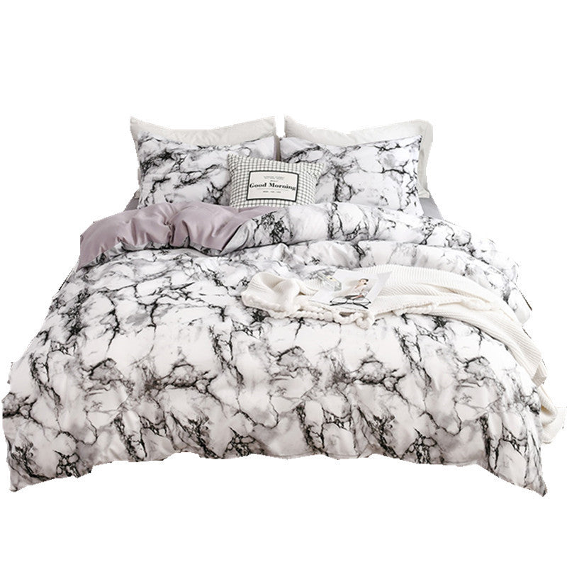 KTX-833491 Marble Patterned Polyester Duvet Cover Set with Pillowcases - Various Sizes Available