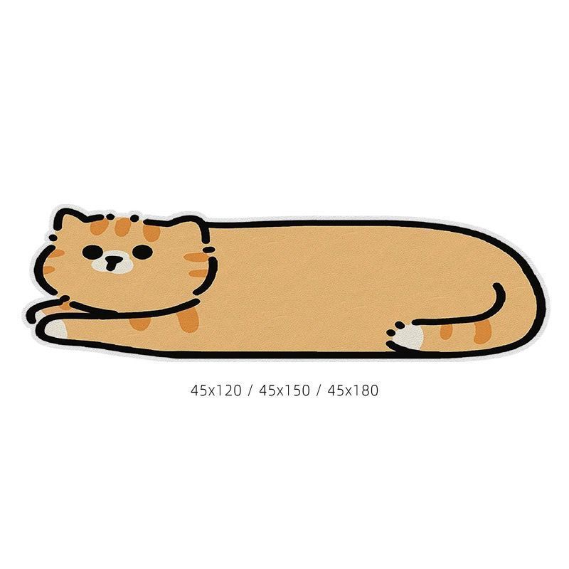 KTX-833555 Cute Lying Cat Diatom Oil Absorbent Non-Slip Mat for Hallway and Kitchen, Various Sizes