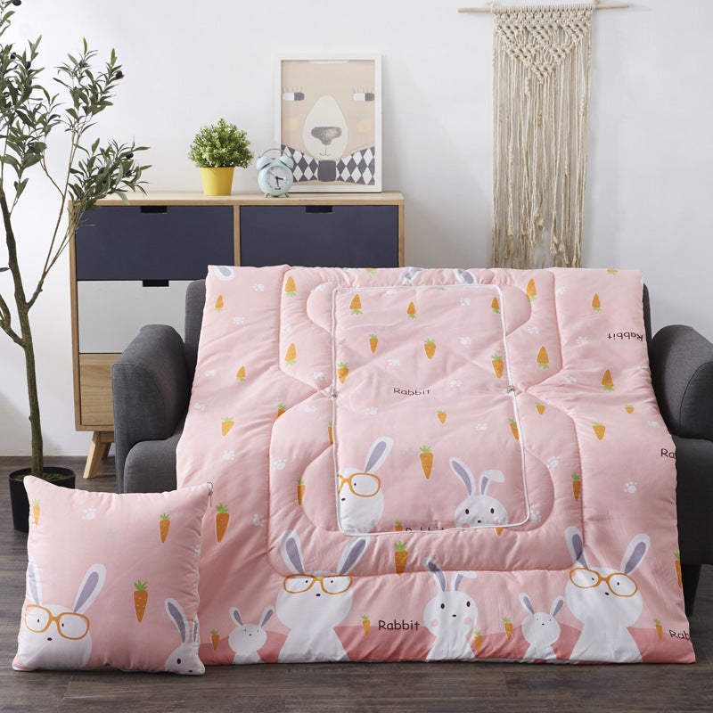 KTX-833811 Multifunctional Cartoon Plush Pillow Blanket - Soft Polyester Travel Quilt 40x40cm to 100x150cm