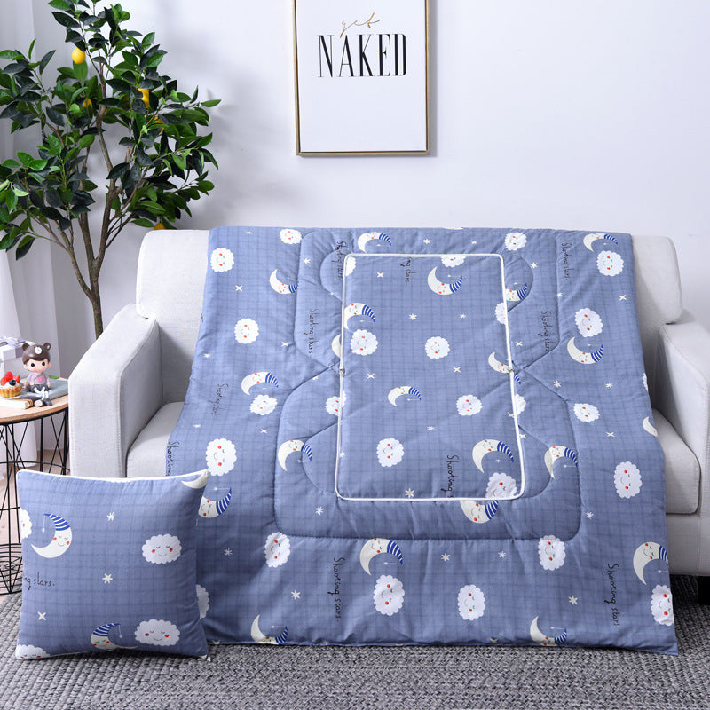 KTX-833811 Multifunctional Cartoon Plush Pillow Blanket - Soft Polyester Travel Quilt 40x40cm to 100x150cm