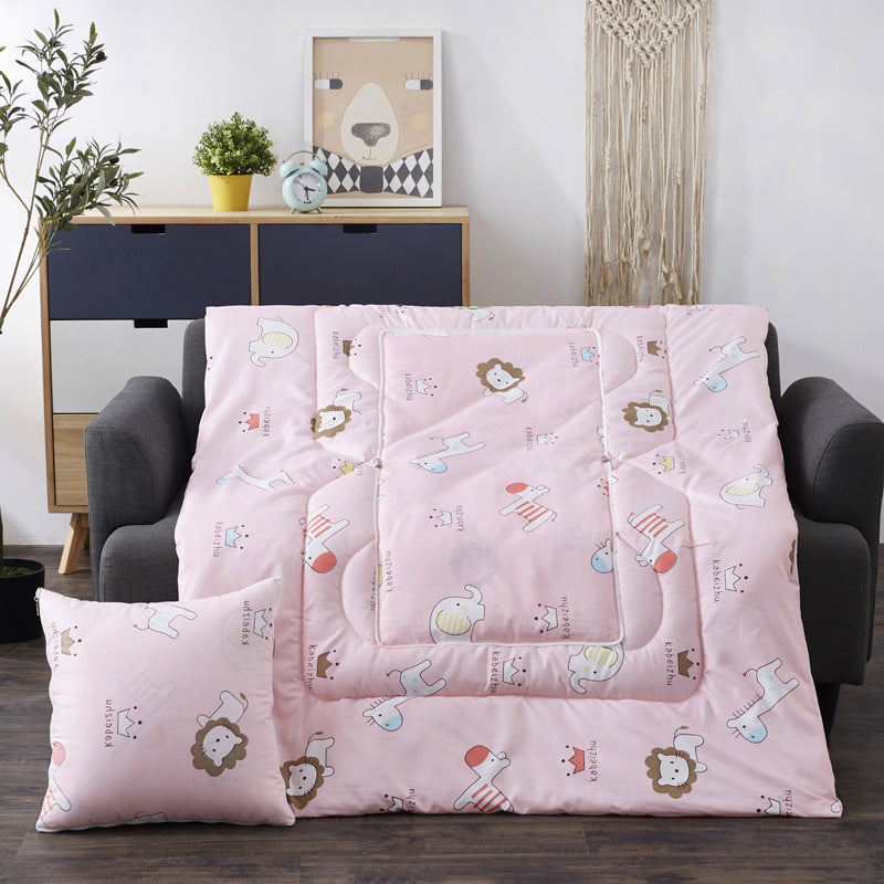 KTX-833811 Multifunctional Cartoon Plush Pillow Blanket - Soft Polyester Travel Quilt 40x40cm to 100x150cm