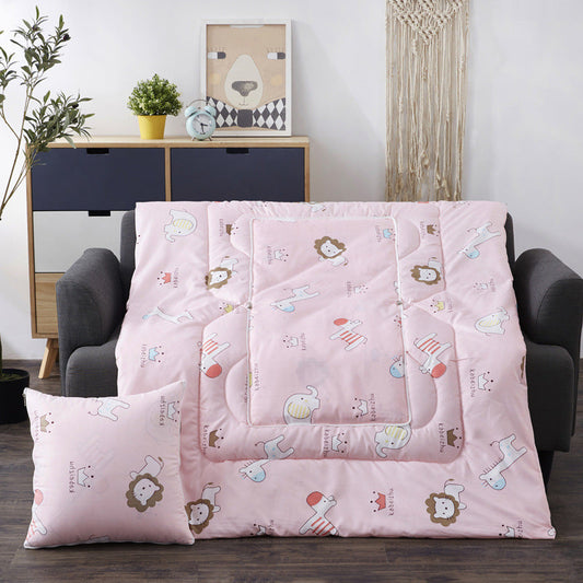 KTX-833811 Multifunctional Cartoon Plush Pillow Blanket - Soft Polyester Travel Quilt 40x40cm to 100x150cm