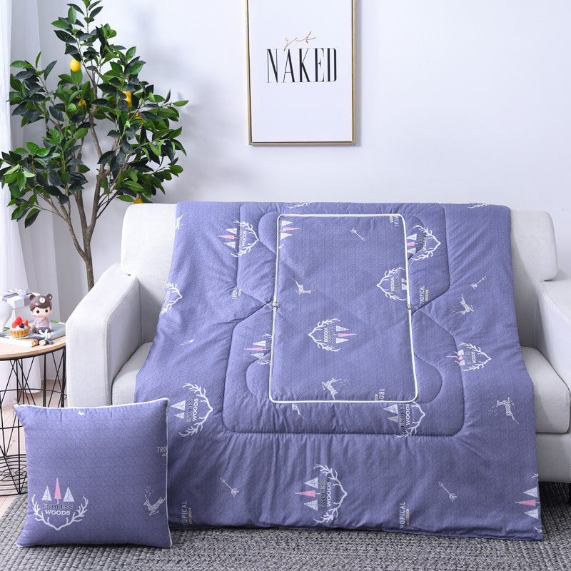 KTX-833811 Multifunctional Cartoon Plush Pillow Blanket - Soft Polyester Travel Quilt 40x40cm to 100x150cm