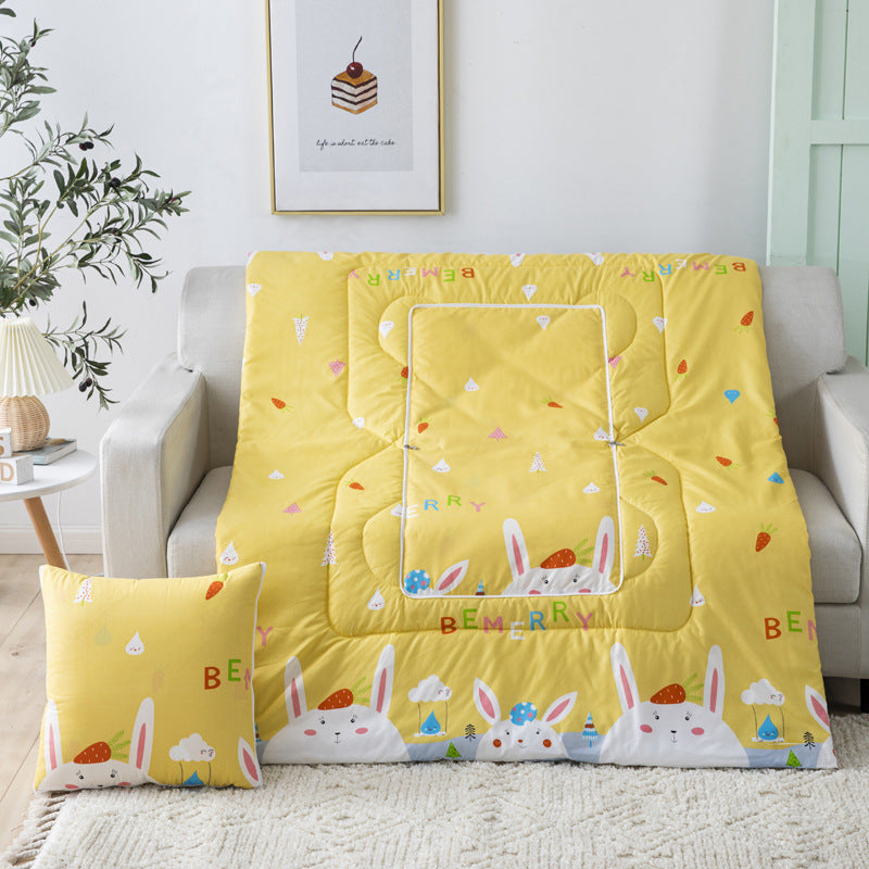 KTX-833811 Multifunctional Cartoon Plush Pillow Blanket - Soft Polyester Travel Quilt 40x40cm to 100x150cm