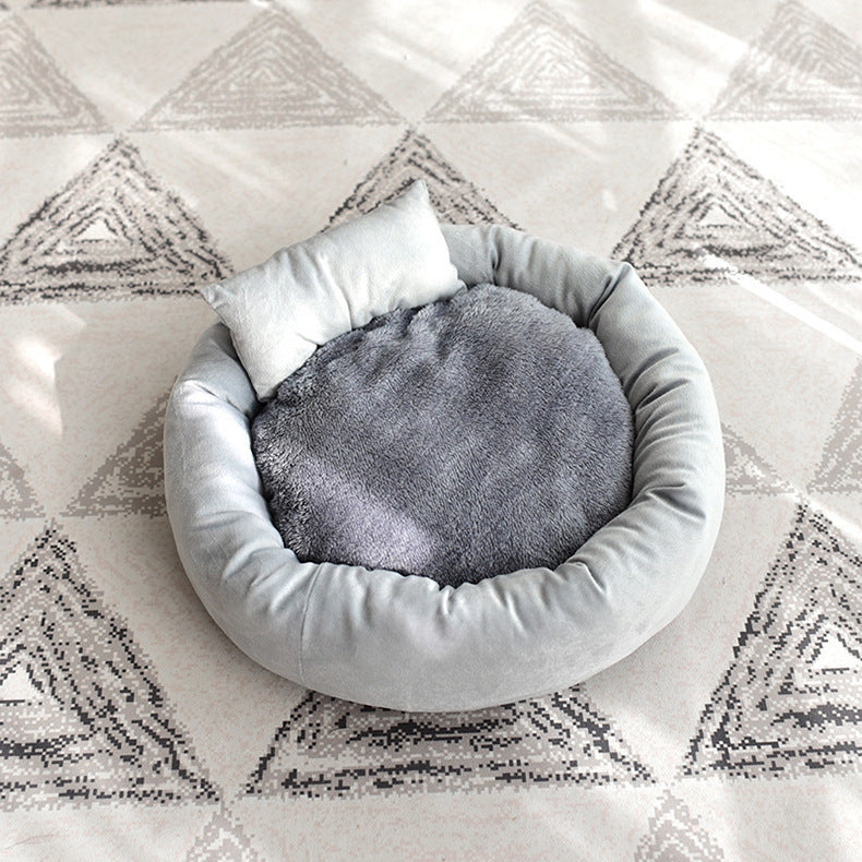 KTX-833939 Egg Tart Cozy Pet Nest in Pink and Light Gray - Multiple Sizes Available