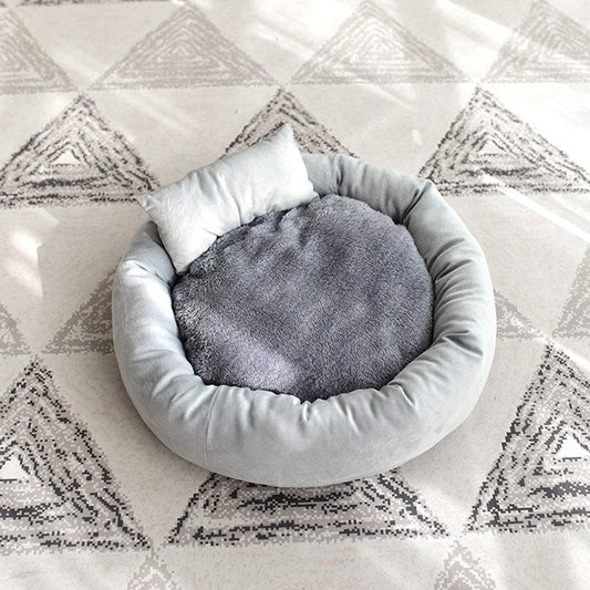 KTX-833939 Egg Tart Cozy Pet Nest in Pink and Light Gray - Multiple Sizes Available