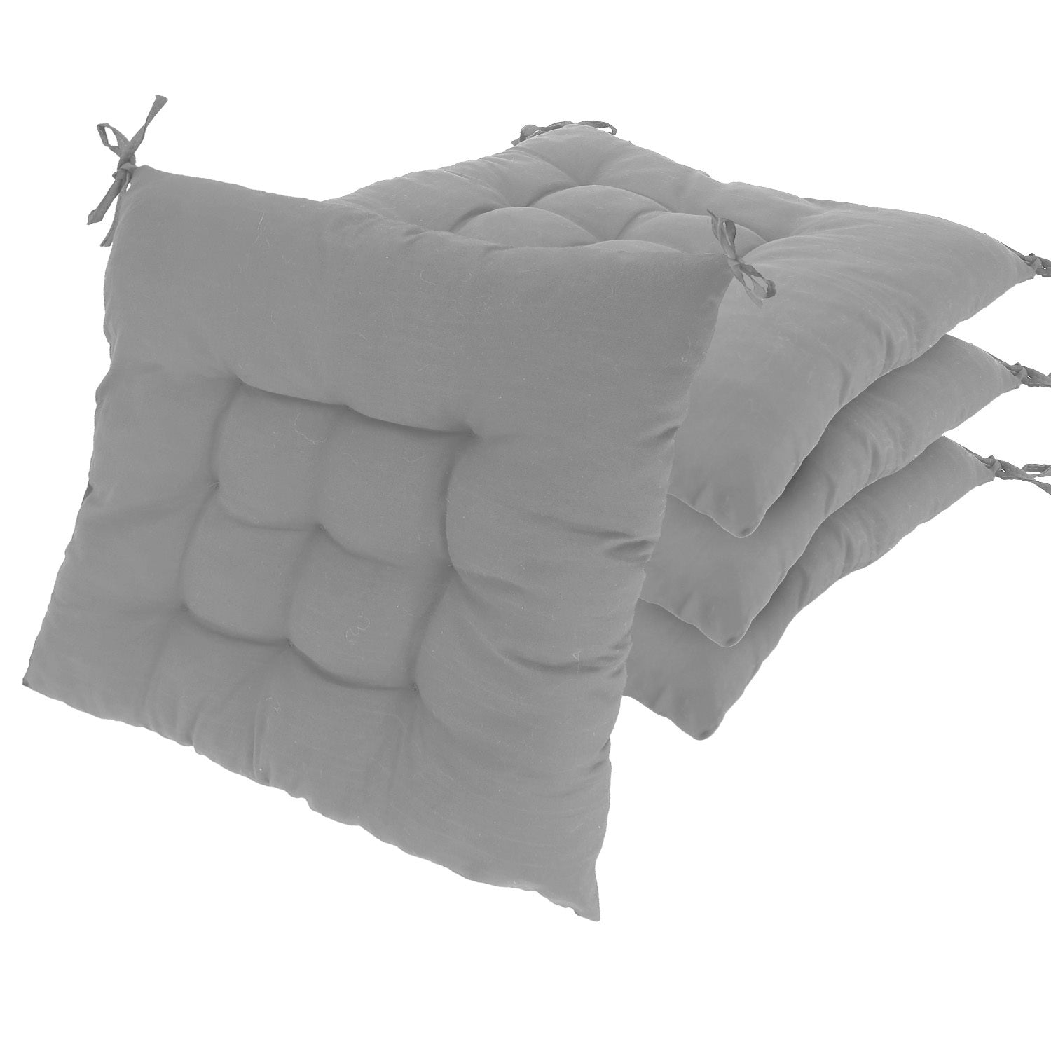 KTX-834195 4-Piece Soft Square Chair Cushion Set - 17.72in Comfortable Tie-On Seat Pads for Home, Office, and Travel