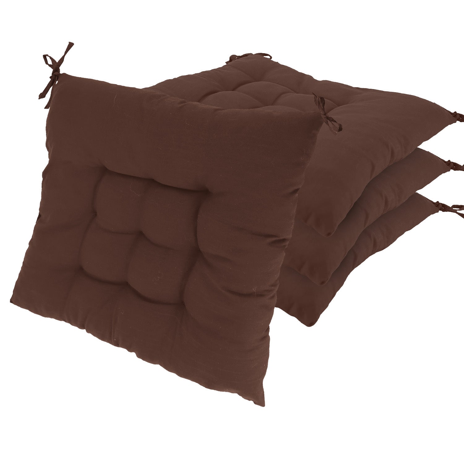 KTX-834195 4-Piece Soft Square Chair Cushion Set - 17.72in Comfortable Tie-On Seat Pads for Home, Office, and Travel