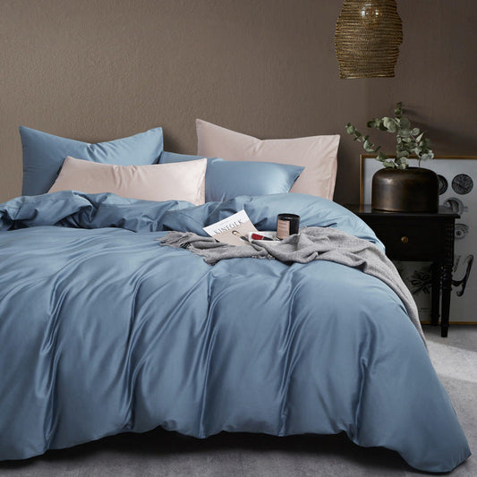 KTX-834579 Luxury Egyptian Cotton 60S Four-Piece Bed Cover Set - 100% Pure Cotton Fitted Sheet, Quilt Cover, and Pillow Covers