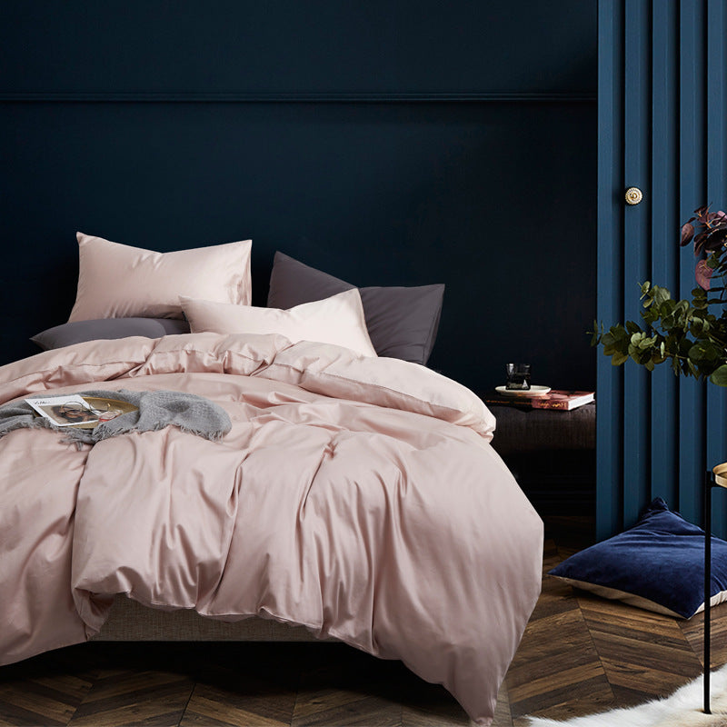 KTX-834579 Luxury Egyptian Cotton 60S Four-Piece Bed Cover Set - 100% Pure Cotton Fitted Sheet, Quilt Cover, and Pillow Covers