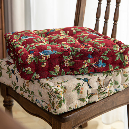 KTX-834707 American Style Floral Seat Cushion with Waist Support - Thick, Comfortable Design, Made from Polyester, 40x40x8cm