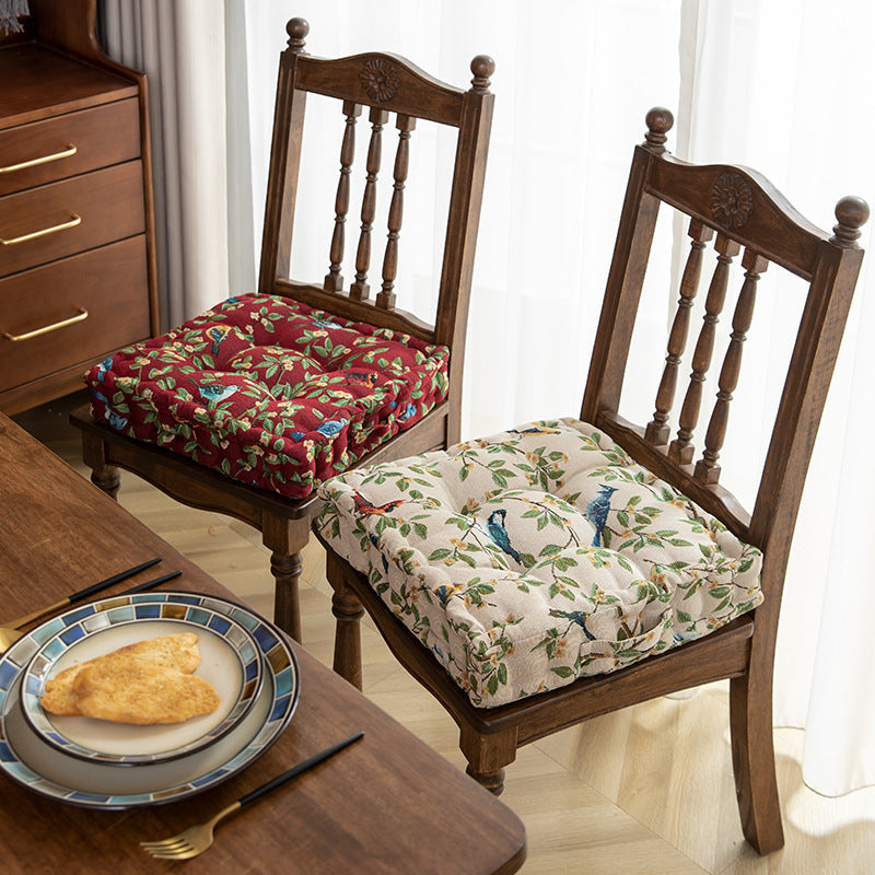KTX-834707 American Style Floral Seat Cushion with Waist Support - Thick, Comfortable Design, Made from Polyester, 40x40x8cm