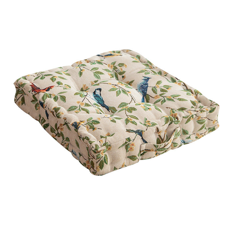 KTX-834707 American Style Floral Seat Cushion with Waist Support - Thick, Comfortable Design, Made from Polyester, 40x40x8cm