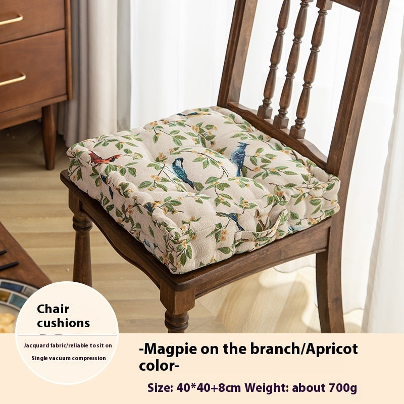 KTX-834707 American Style Floral Seat Cushion with Waist Support - Thick, Comfortable Design, Made from Polyester, 40x40x8cm