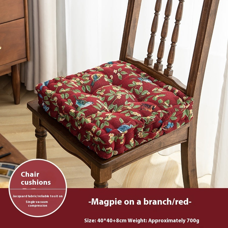 KTX-834707 American Style Floral Seat Cushion with Waist Support - Thick, Comfortable Design, Made from Polyester, 40x40x8cm