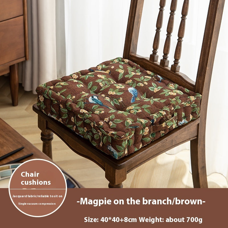 KTX-834707 American Style Floral Seat Cushion with Waist Support - Thick, Comfortable Design, Made from Polyester, 40x40x8cm