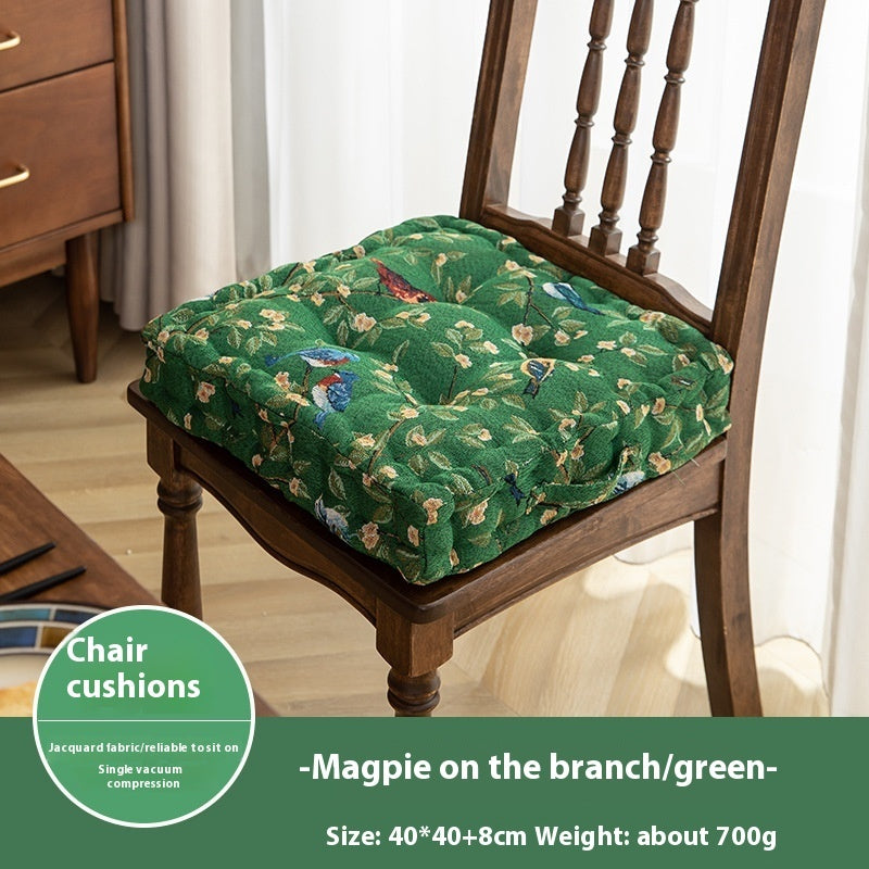 KTX-834707 American Style Floral Seat Cushion with Waist Support - Thick, Comfortable Design, Made from Polyester, 40x40x8cm