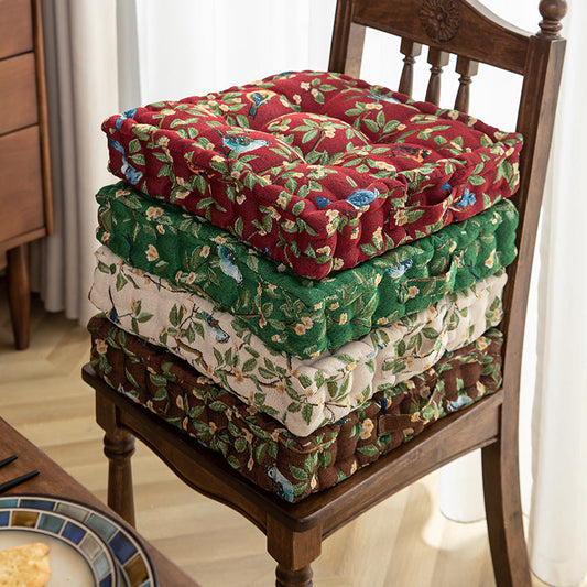 KTX-834707 American Style Floral Seat Cushion with Waist Support - Thick, Comfortable Design, Made from Polyester, 40x40x8cm