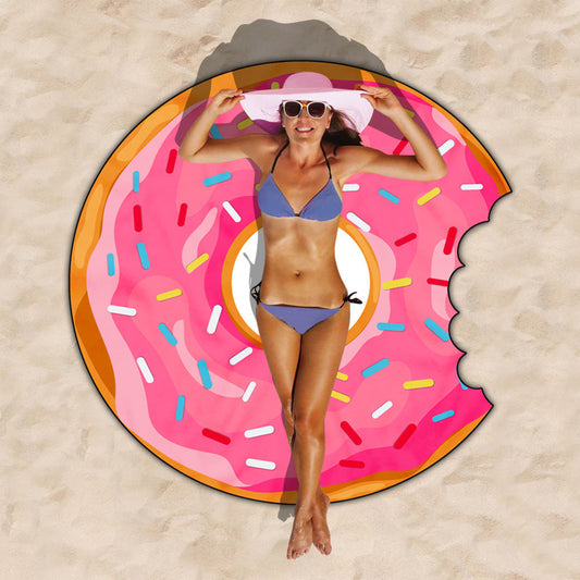 KTX-834963 Donut Style Microfiber Beach Towel - Soft, Durable, Quick-Drying & Colorfast