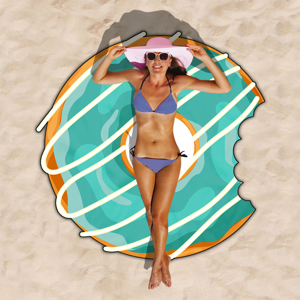 KTX-834963 Donut Style Microfiber Beach Towel - Soft, Durable, Quick-Drying & Colorfast