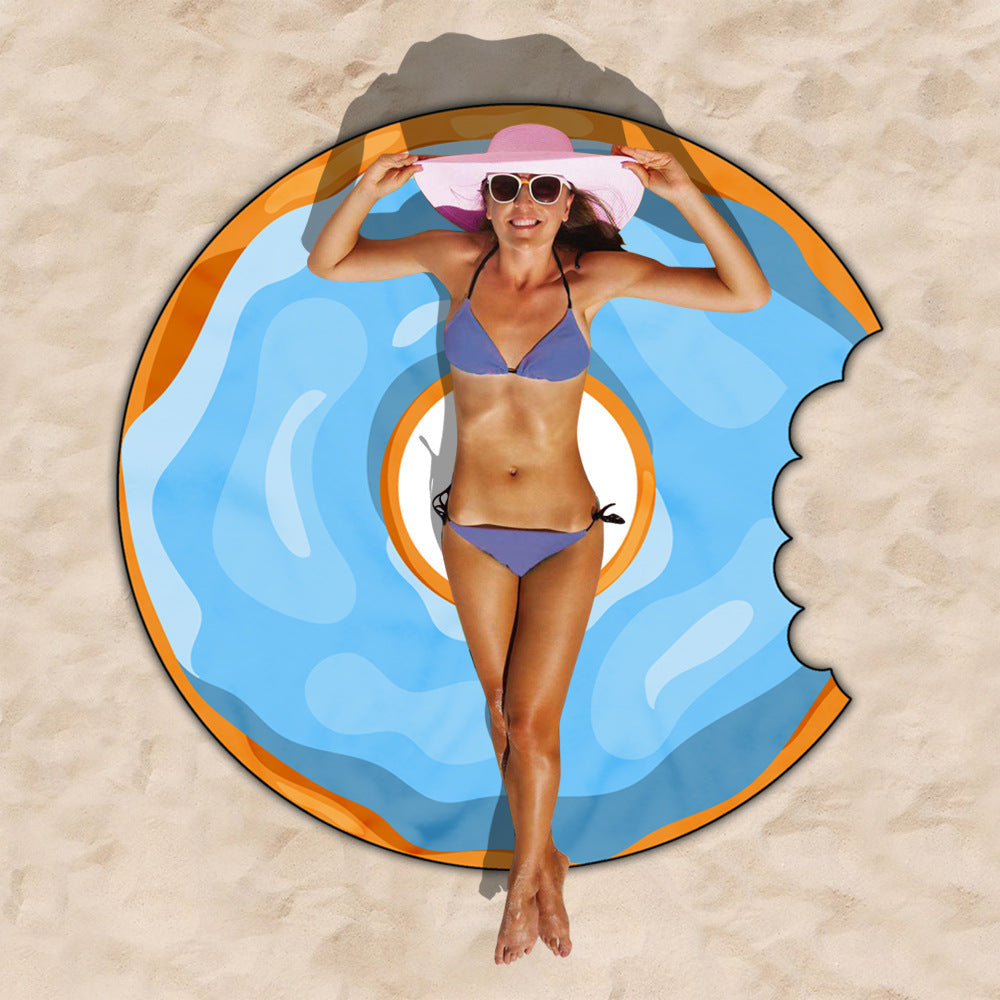 KTX-834963 Donut Style Microfiber Beach Towel - Soft, Durable, Quick-Drying & Colorfast