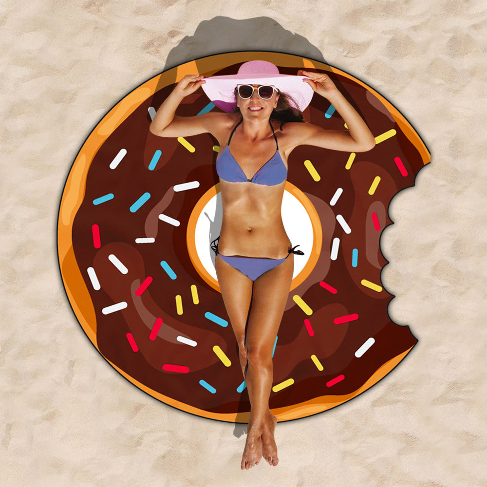 KTX-834963 Donut Style Microfiber Beach Towel - Soft, Durable, Quick-Drying & Colorfast