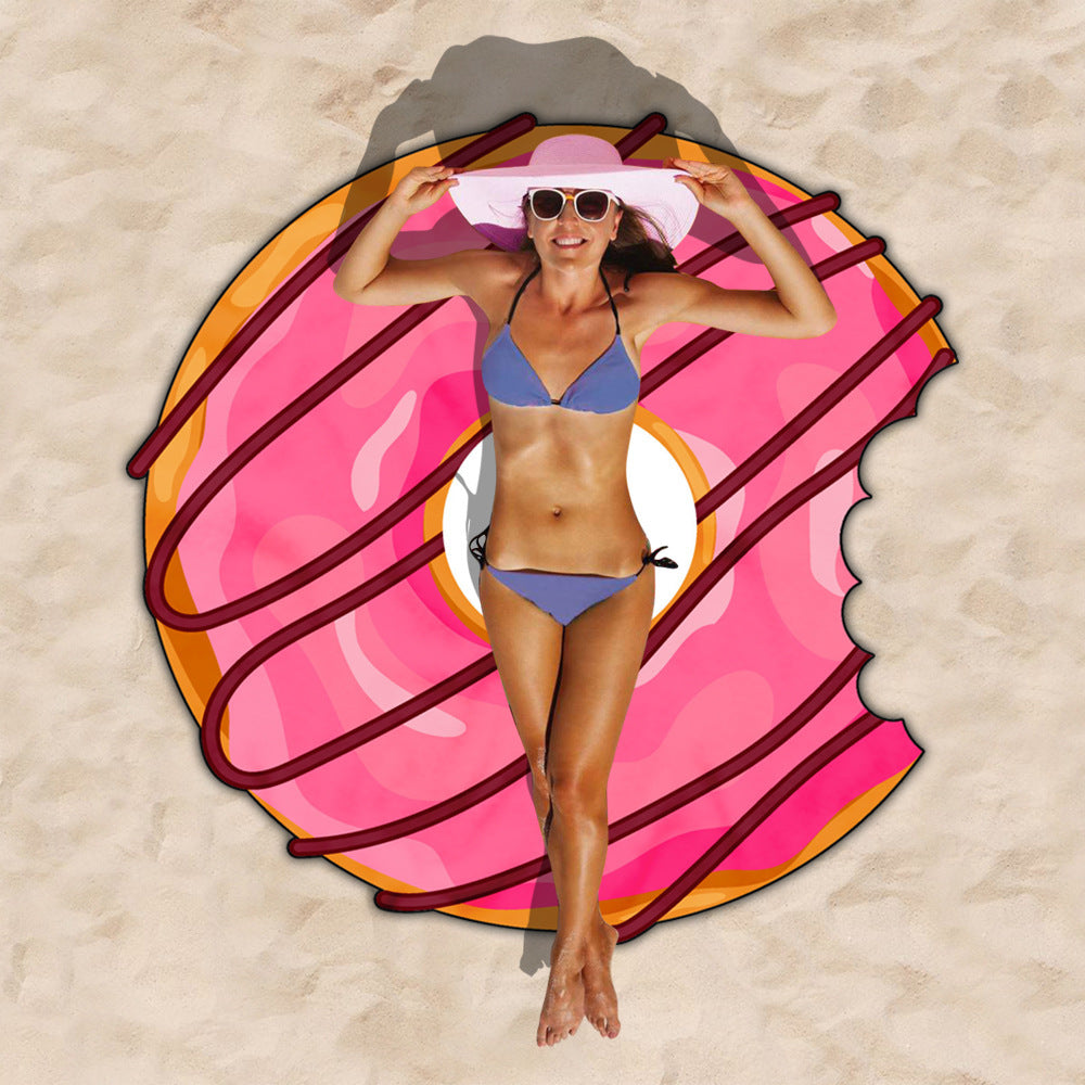 KTX-834963 Donut Style Microfiber Beach Towel - Soft, Durable, Quick-Drying & Colorfast