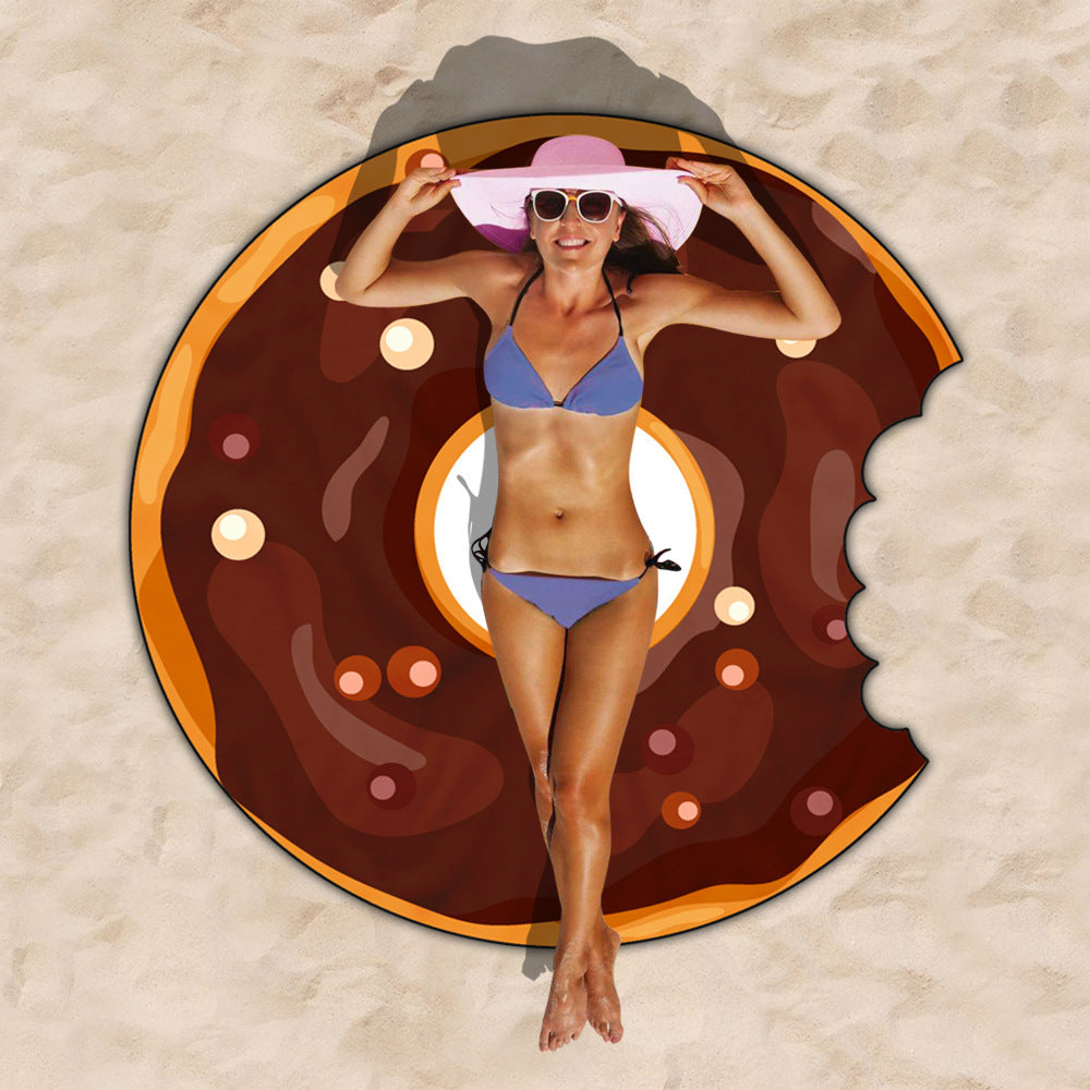 KTX-834963 Donut Style Microfiber Beach Towel - Soft, Durable, Quick-Drying & Colorfast