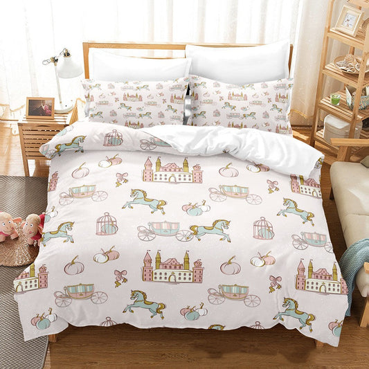 KTX-836947 Cartoon Series Three-Piece Bedding Set with Quilt Cover and Pillowcase, Multiple Sizes Available