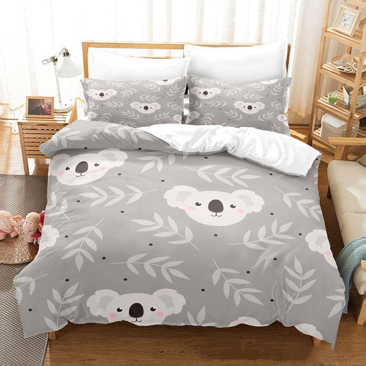 KTX-836947 Cartoon Series Three-Piece Bedding Set with Quilt Cover and Pillowcase, Multiple Sizes Available