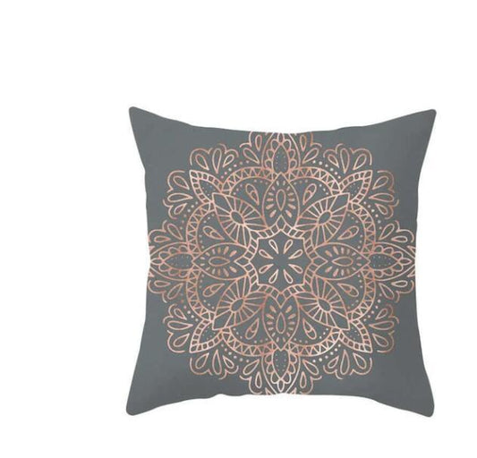 KTX-837011 Simple Black Linen Pillowcase with Digital Print Design - 45x45cm