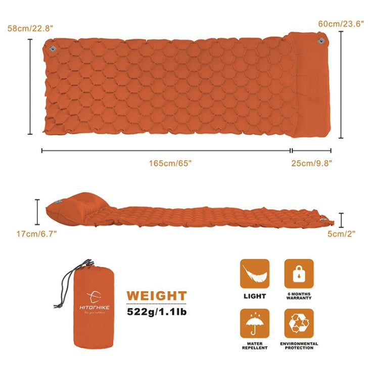 KTX-838035 Inflatable Honeycomb Camping Mattress with Pillow - Lightweight, Portable Sleeping Pad for Outdoor Adventures