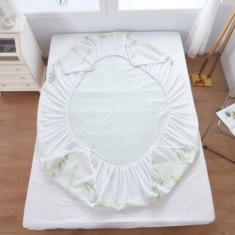 KTX-838099 Bamboo Fiber Jacquard Waterproof Mattress Protector with Floral Design
