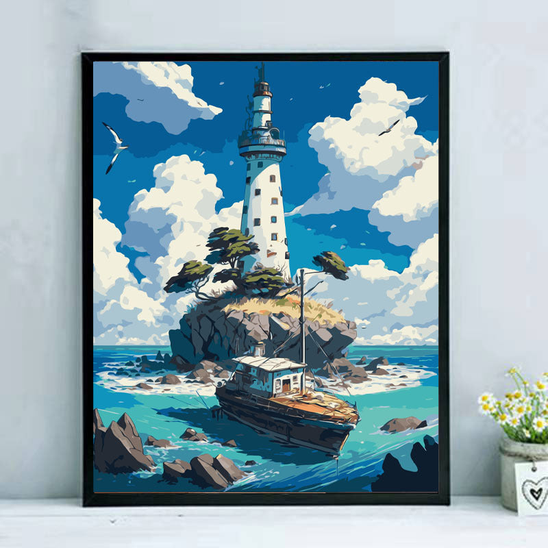 KTX-839187 Vibrant Digital Oil Painting Framed Decorative Art for Living Room & Bedroom
