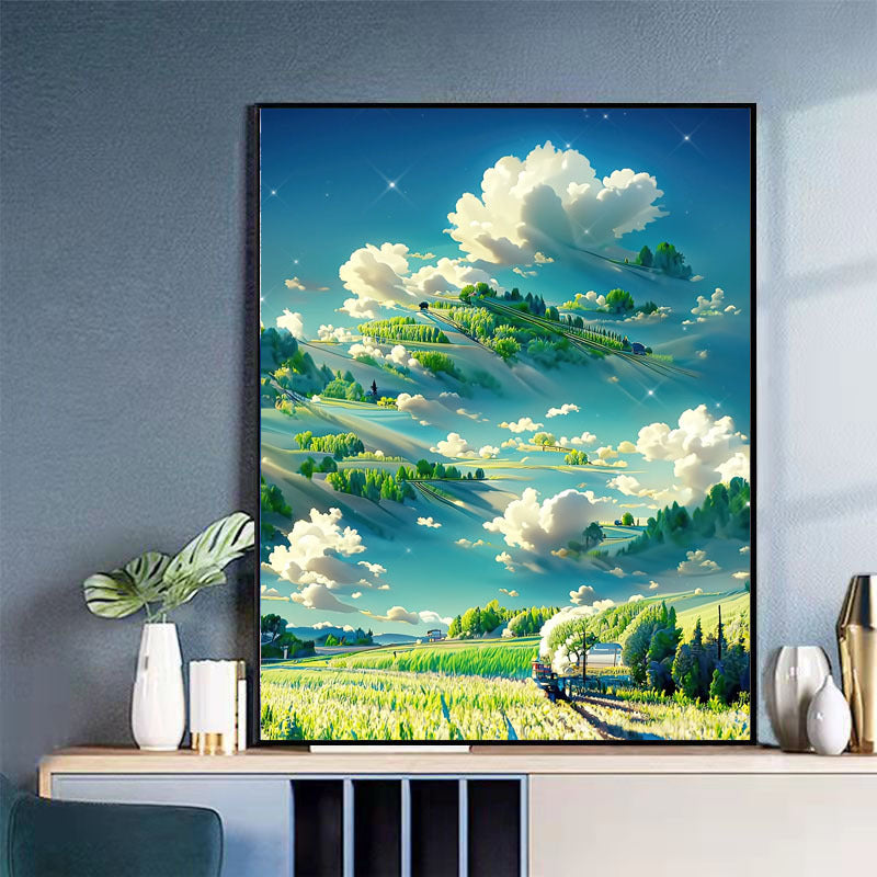 KTX-839187 Vibrant Digital Oil Painting Framed Decorative Art for Living Room & Bedroom