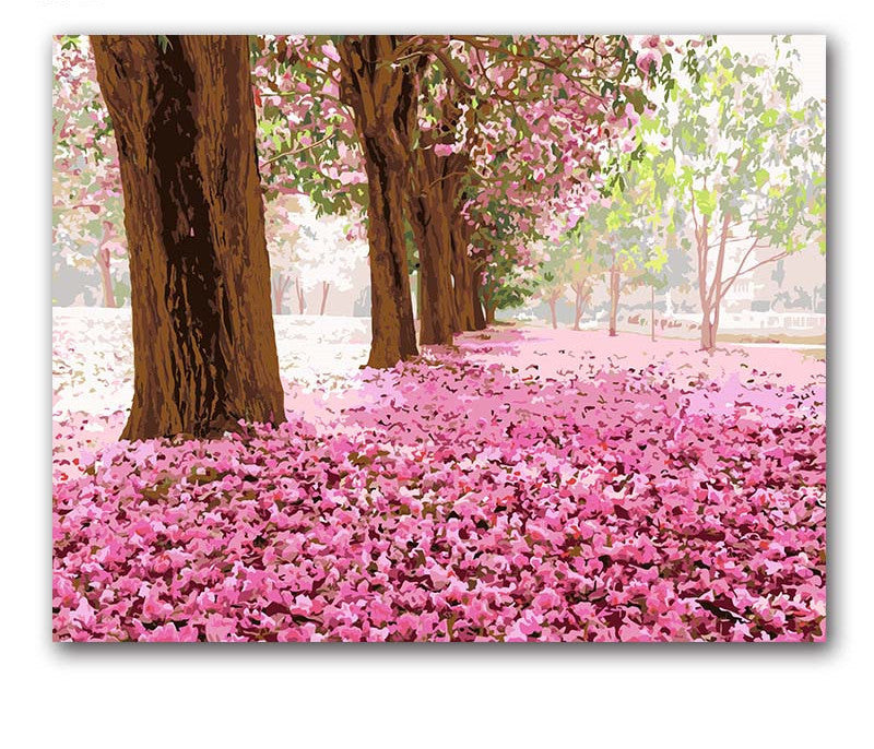 KTX-840339 Color By Number Love Tree Landscape Oil Painting on Canvas - 40x50cm Gift Box Set