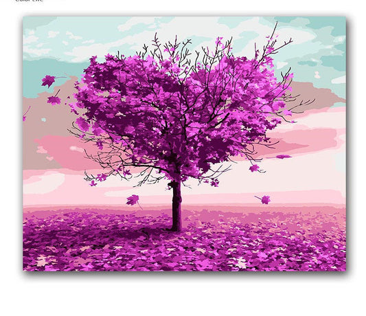 KTX-840339 Color By Number Love Tree Landscape Oil Painting on Canvas - 40x50cm Gift Box Set