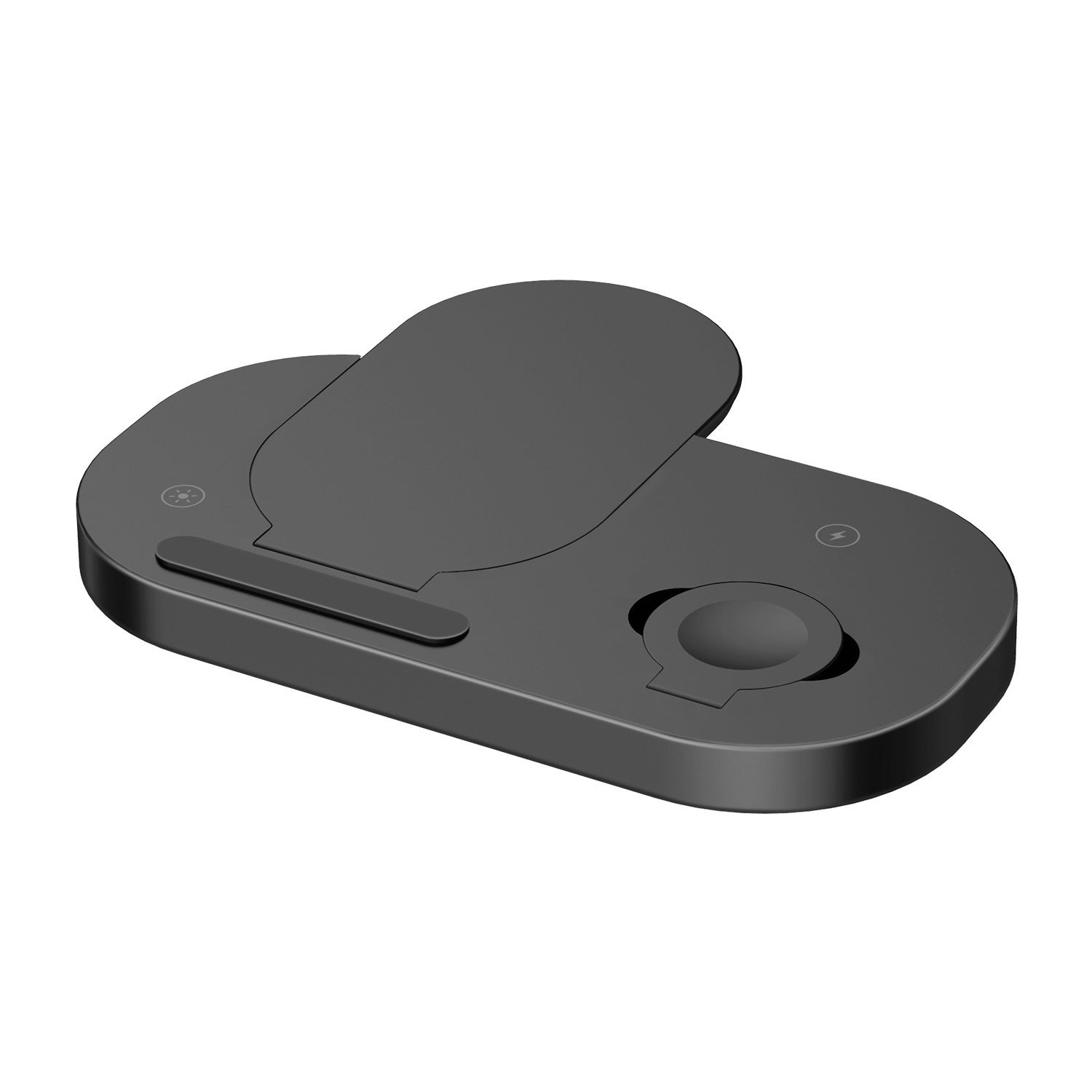 KTX-840467 15W 3-in-1 Wireless Charger with Folding Stand for Mobile Phones, Smartwatches, and Headphones - Black/White