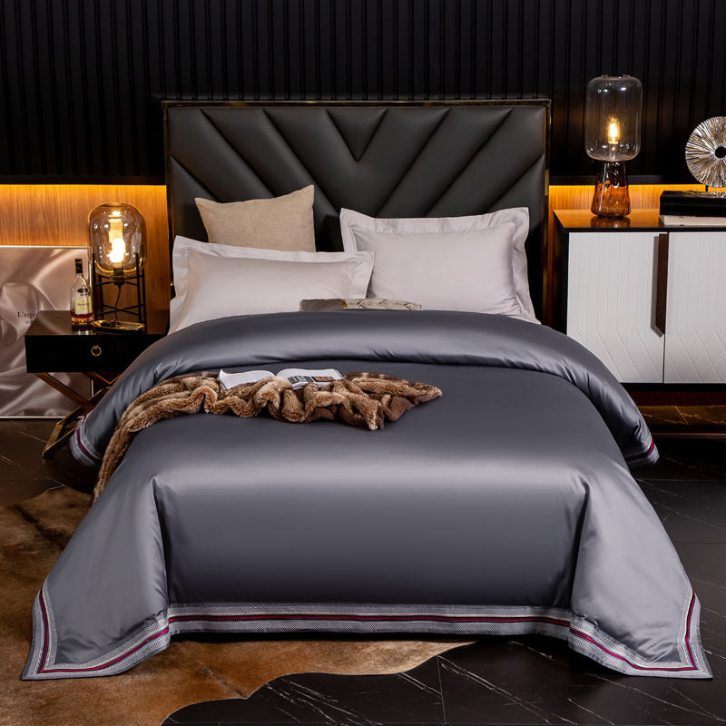 KTX-840723 Long-Staple Cotton Satin Bedding Fabric with Right-Angle Embroidery - Pure Cotton, Solid Color