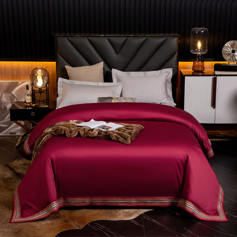 KTX-840723 Long-Staple Cotton Satin Bedding Fabric with Right-Angle Embroidery - Pure Cotton, Solid Color