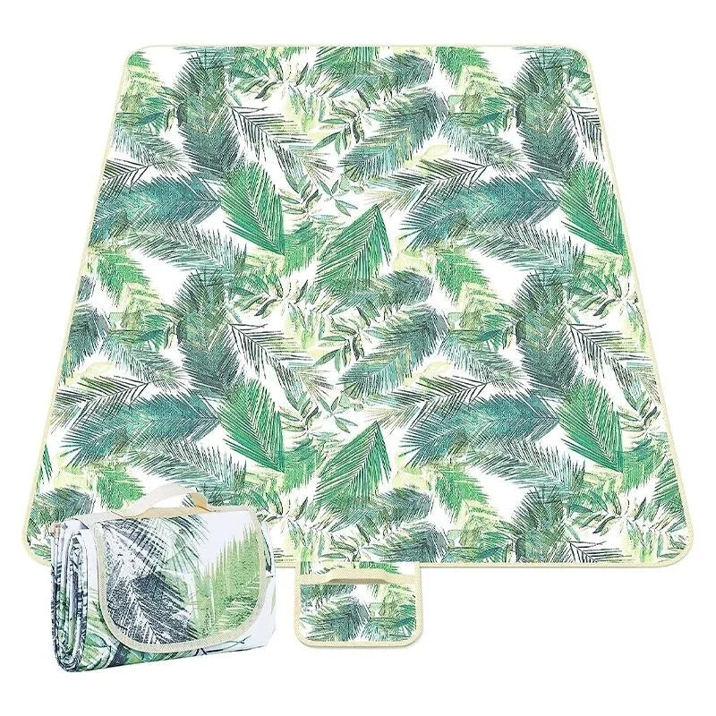 KTX-840915 Outdoor Eco-Friendly Waterproof Picnic Blanket with Leather Strap - Portable Recycled Oxford Mat for Camping and Beach