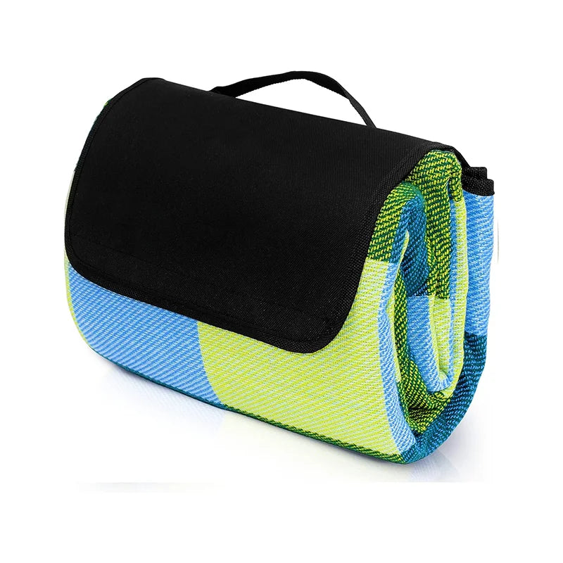 KTX-840915 Outdoor Eco-Friendly Waterproof Picnic Blanket with Leather Strap - Portable Recycled Oxford Mat for Camping and Beach