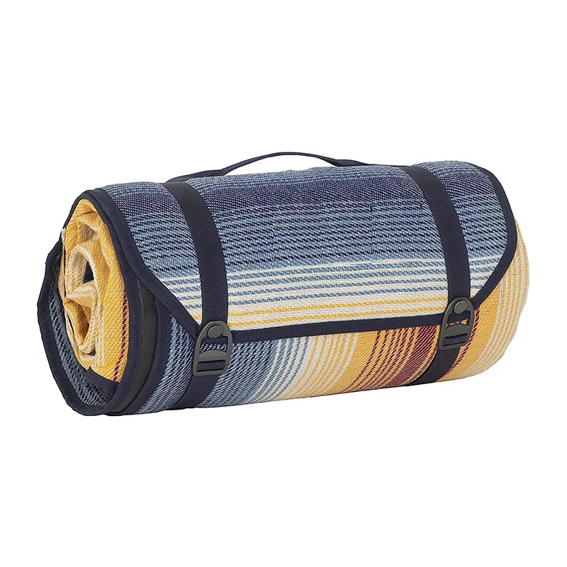KTX-840915 Outdoor Eco-Friendly Waterproof Picnic Blanket with Leather Strap - Portable Recycled Oxford Mat for Camping and Beach