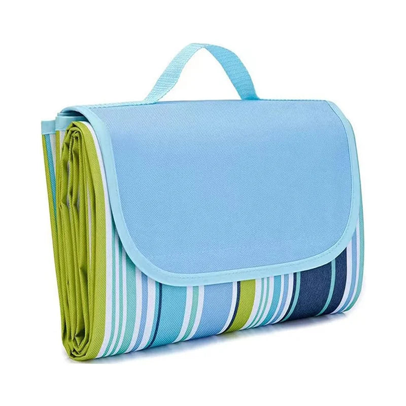 KTX-840915 Outdoor Eco-Friendly Waterproof Picnic Blanket with Leather Strap - Portable Recycled Oxford Mat for Camping and Beach