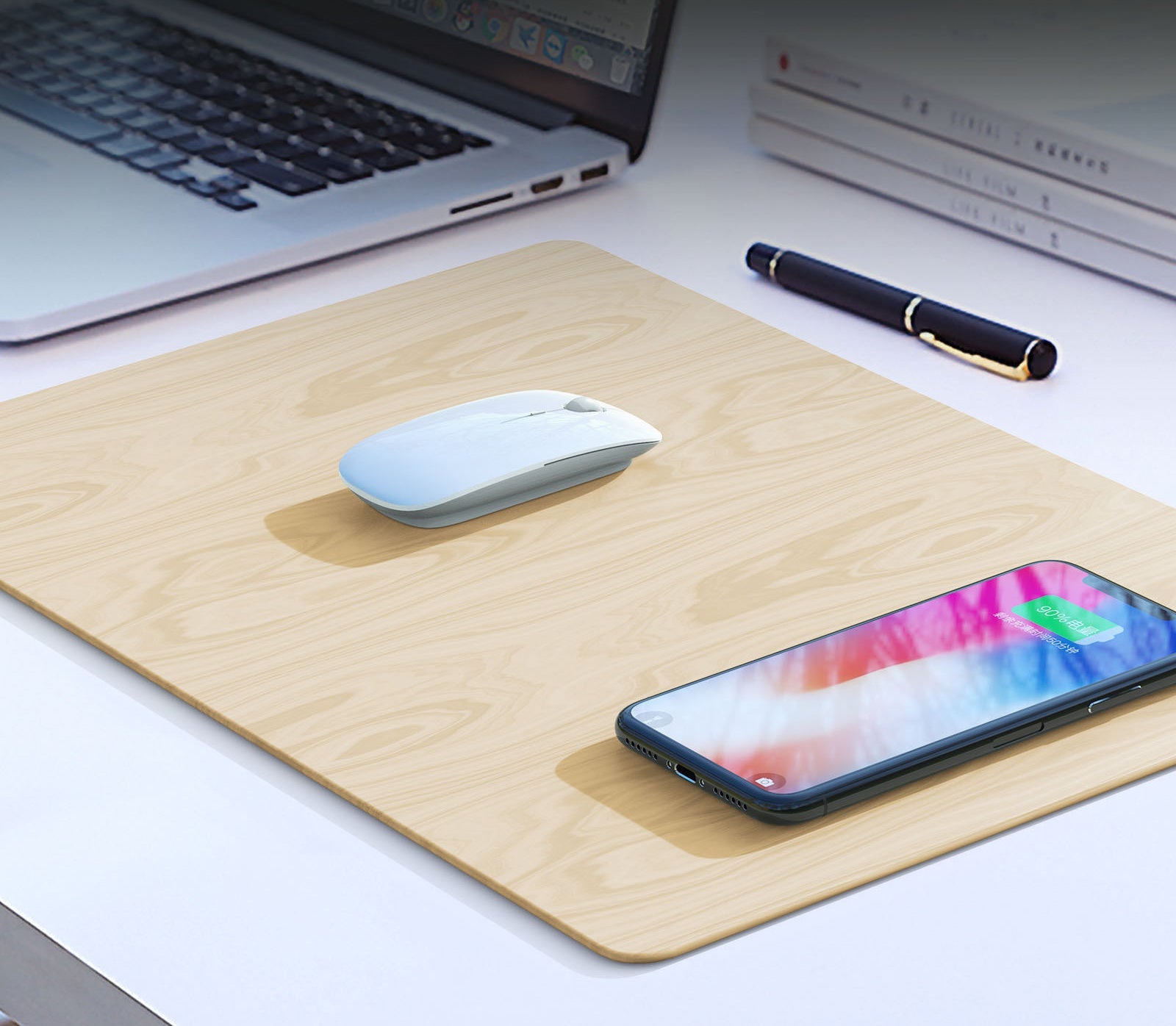 KTX-841619 Wireless Charging Mouse Pad with Fast Charging for Android and Apple Devices