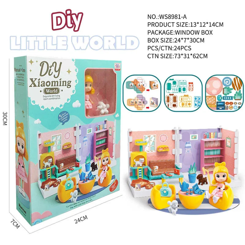 KTX-841811 DIY Mini Doll House Toy Set with Furniture for Kids Ages 6 and Up, Perfect for Pretend Play and Hands-On Learning