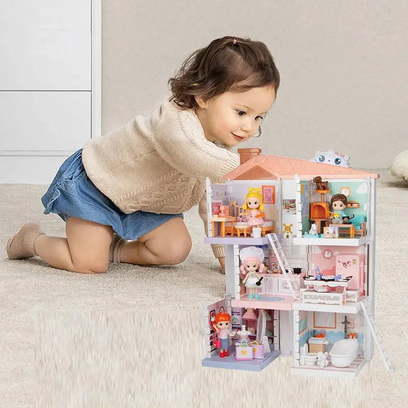 KTX-841811 DIY Mini Doll House Toy Set with Furniture for Kids Ages 6 and Up, Perfect for Pretend Play and Hands-On Learning