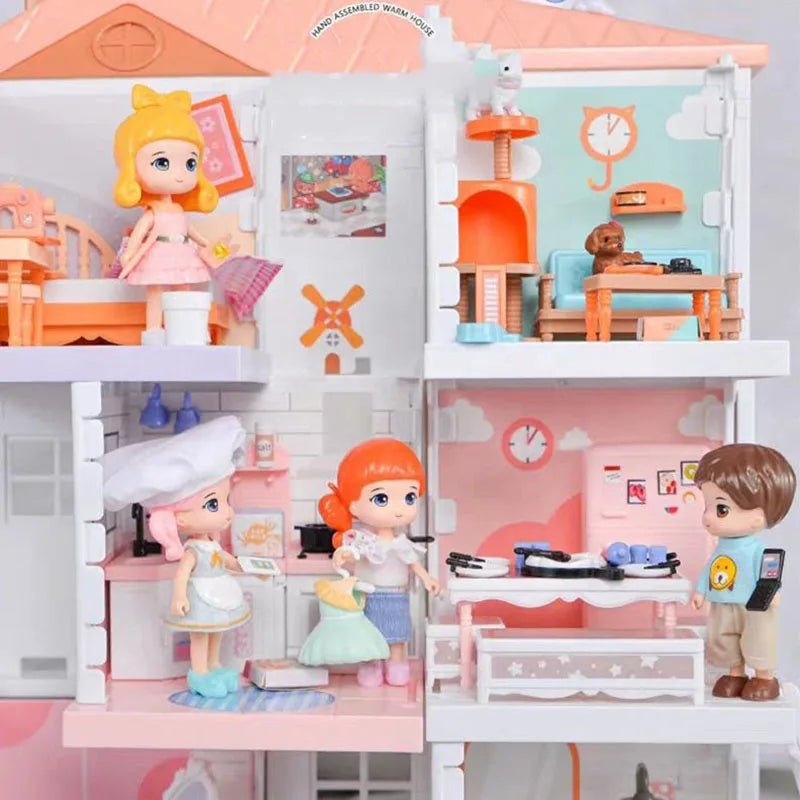 KTX-841811 DIY Mini Doll House Toy Set with Furniture for Kids Ages 6 and Up, Perfect for Pretend Play and Hands-On Learning